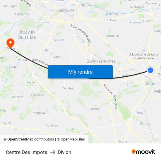 Centre Des Impots to Divion map