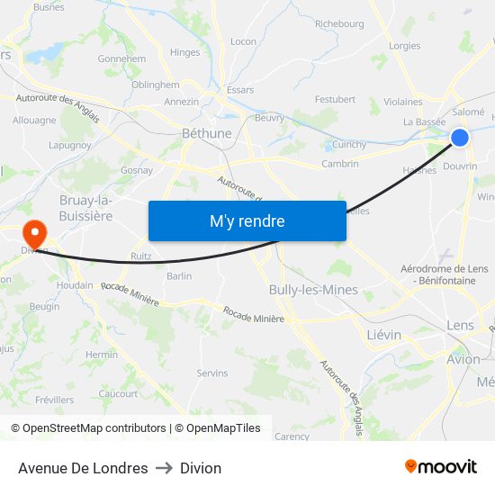 Avenue De Londres to Divion map