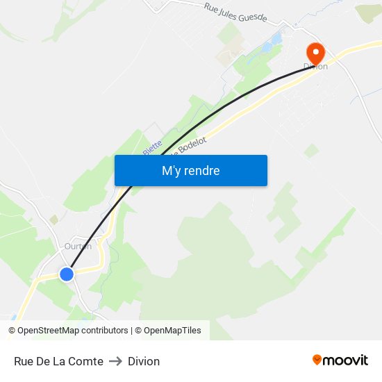 Rue De La Comte to Divion map