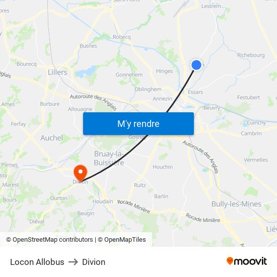 Locon Allobus to Divion map