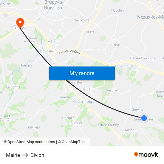 Mairie to Divion map
