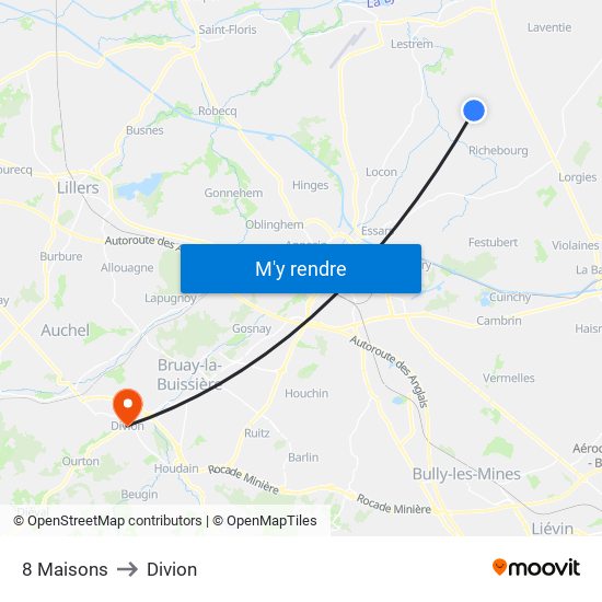 8 Maisons to Divion map