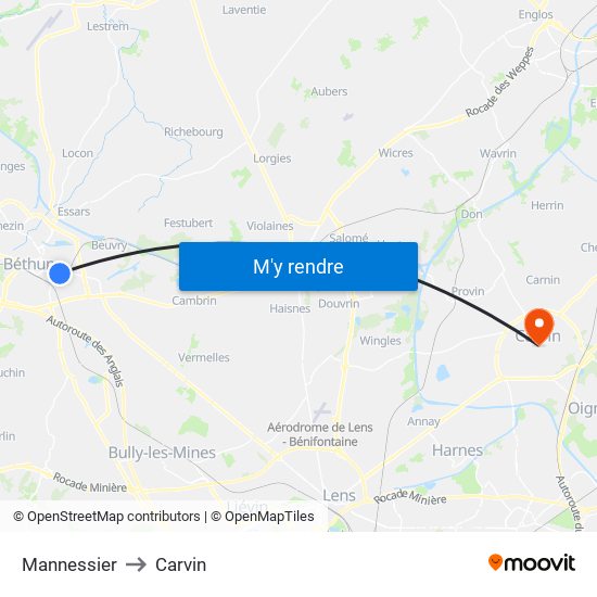 Mannessier to Carvin map