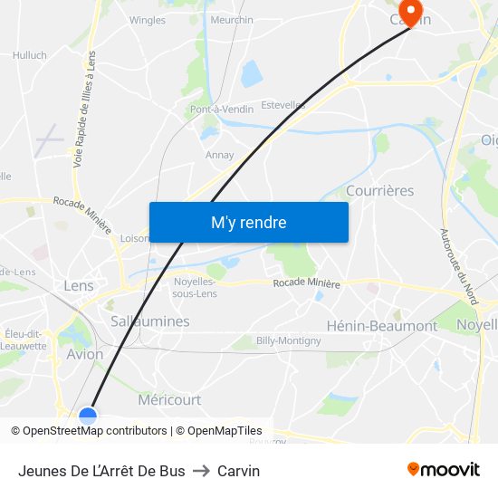 Jeunes De L’Arrêt De Bus to Carvin map