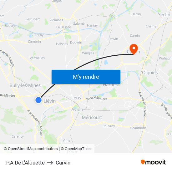 P.A De L'Alouette to Carvin map