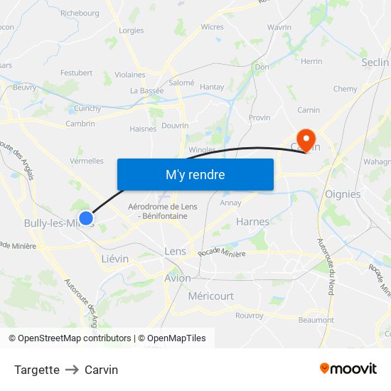 Targette to Carvin map