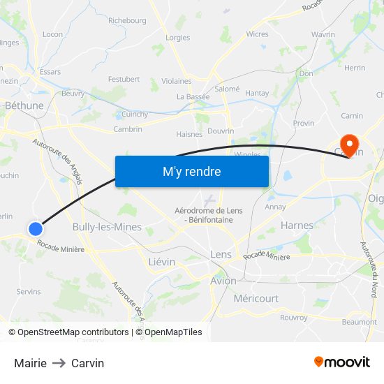 Mairie to Carvin map