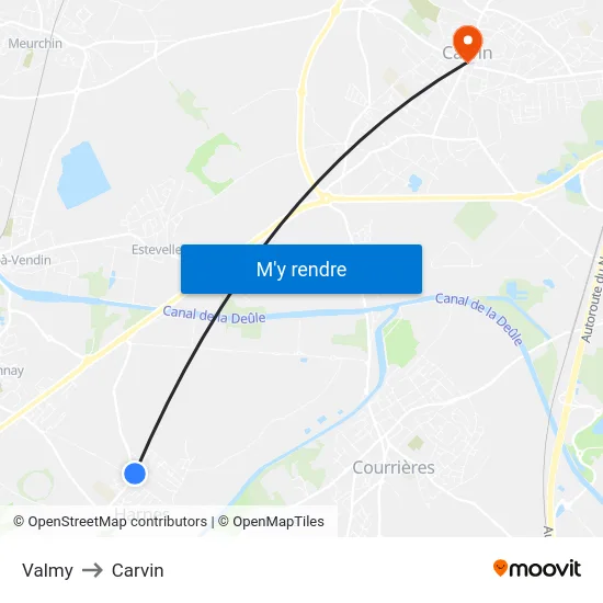 Valmy to Carvin map