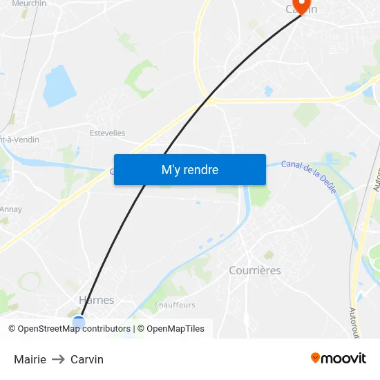 Mairie to Carvin map