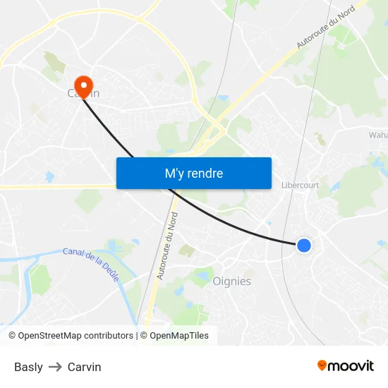 Basly to Carvin map