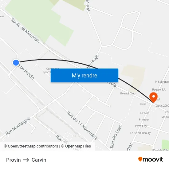 Provin to Carvin map