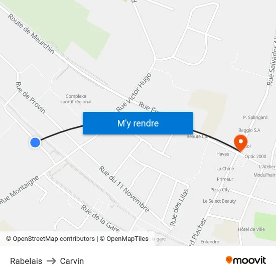 Rabelais to Carvin map