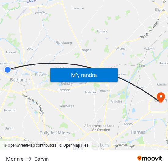 Morinie to Carvin map