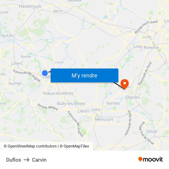 Duflos to Carvin map