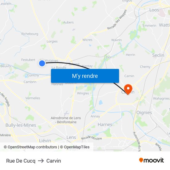 Rue De Cucq to Carvin map