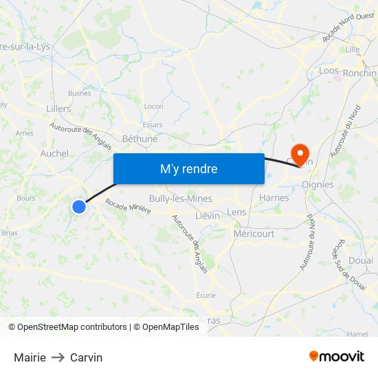 Mairie to Carvin map