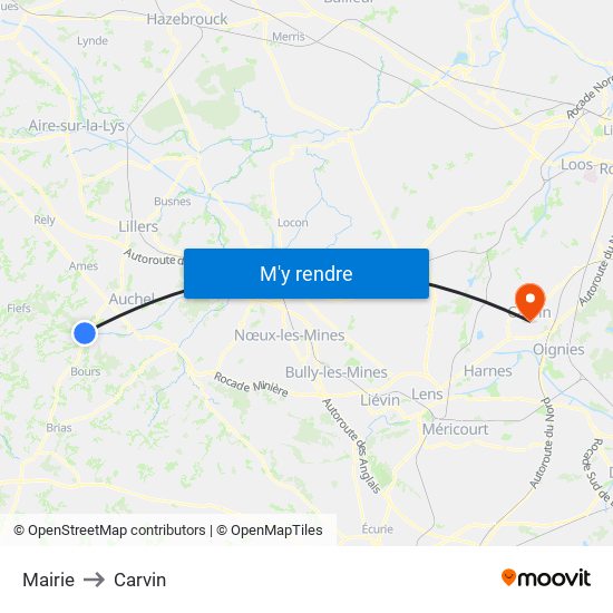 Mairie to Carvin map