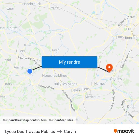 Lycee Des Travaux Publics to Carvin map