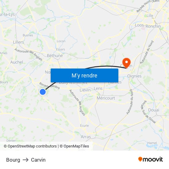 Bourg to Carvin map