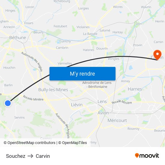 Souchez to Carvin map