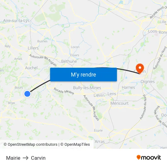 Mairie to Carvin map