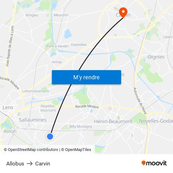 Allobus to Carvin map
