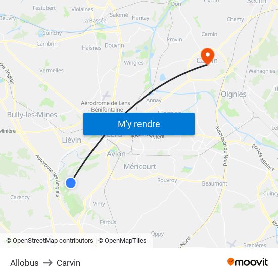 Allobus to Carvin map