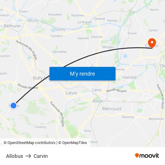 Allobus to Carvin map