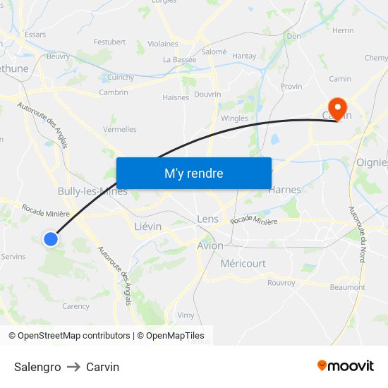 Salengro to Carvin map