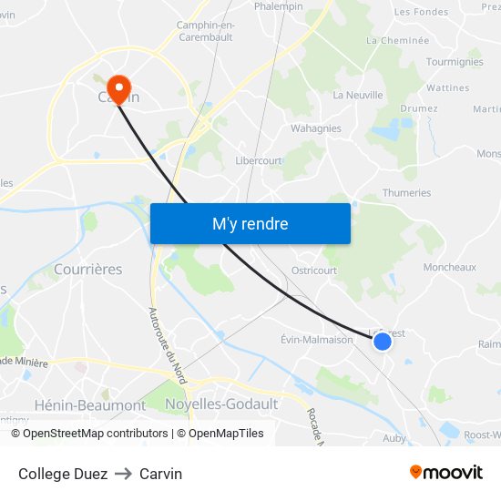 College Duez to Carvin map