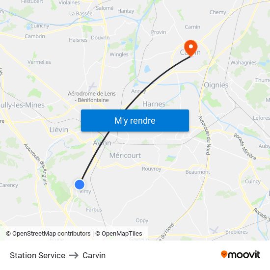 Station Service to Carvin map