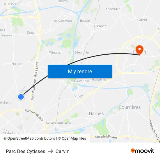 Parc Des Cytisses to Carvin map