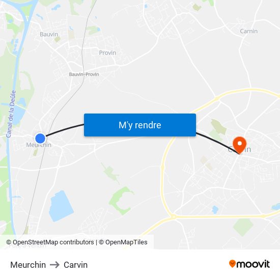 Meurchin to Carvin map