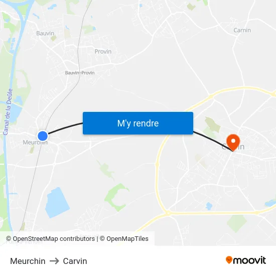 Meurchin to Carvin map