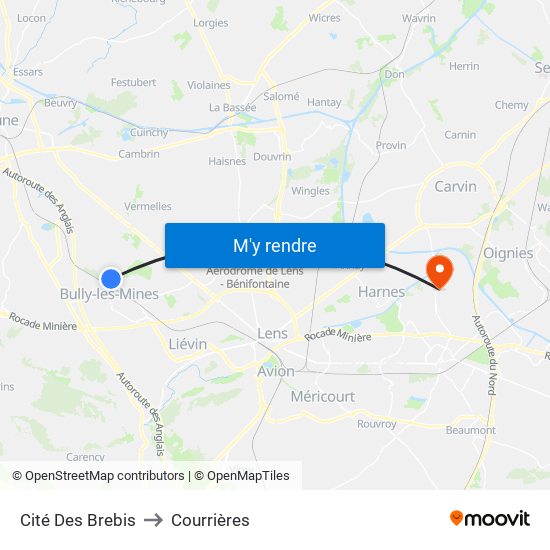 Cité Des Brebis to Courrières map