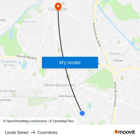 Lycée Senez to Courrières map