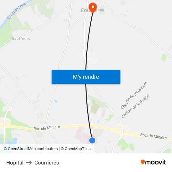 Hôpital to Courrières map
