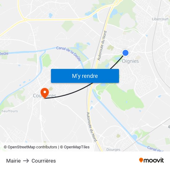 Mairie to Courrières map