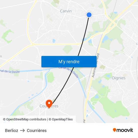 Berlioz to Courrières map