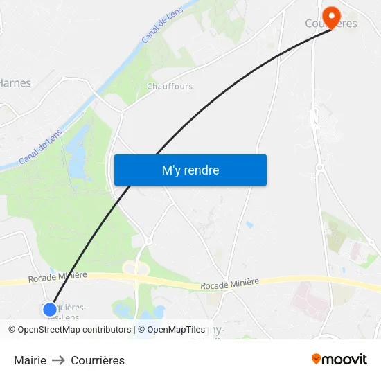 Mairie to Courrières map