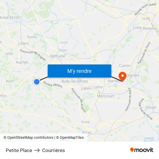 Petite Place to Courrières map