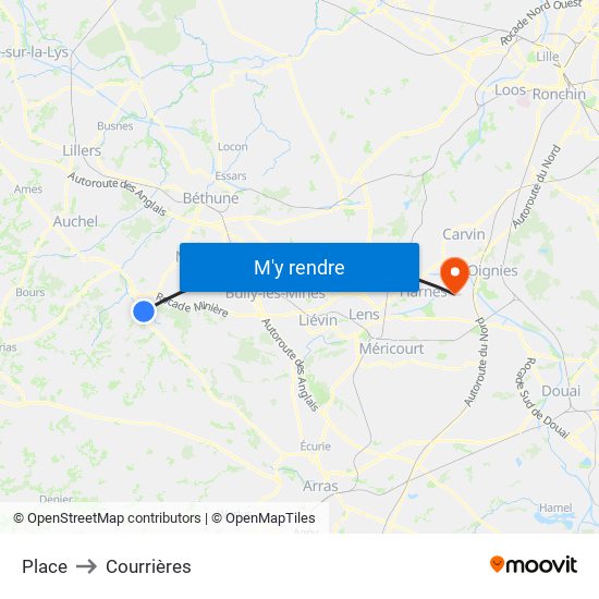Place to Courrières map
