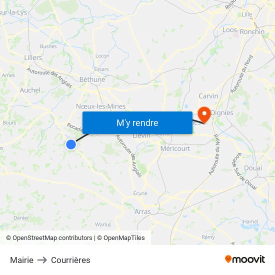 Mairie to Courrières map