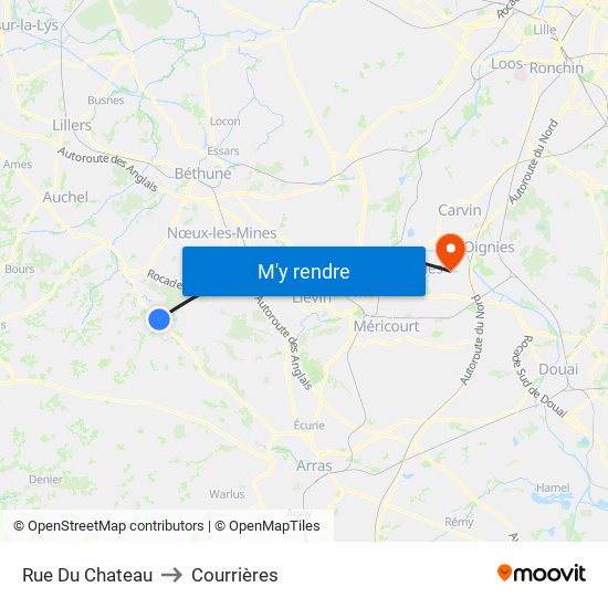 Rue Du Chateau to Courrières map