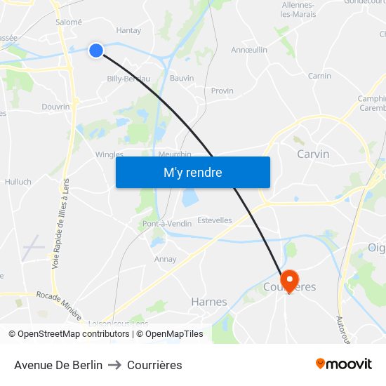 Avenue De Berlin to Courrières map
