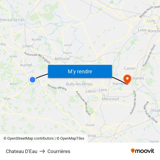 Chateau D'Eau to Courrières map