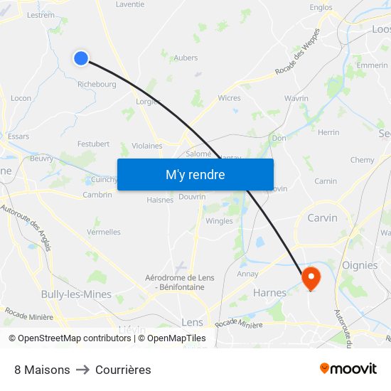 8 Maisons to Courrières map