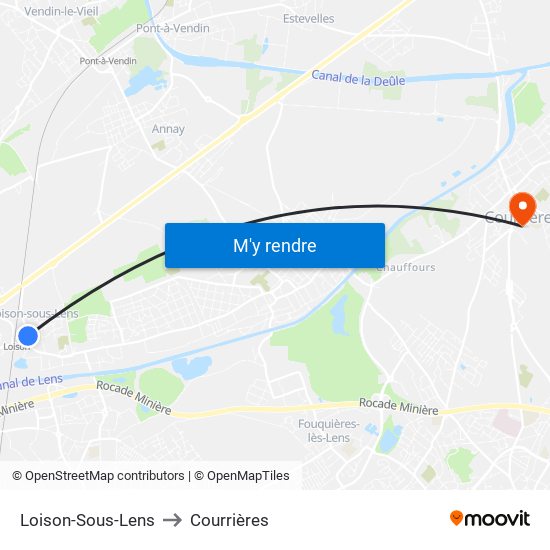 Loison-Sous-Lens to Courrières map