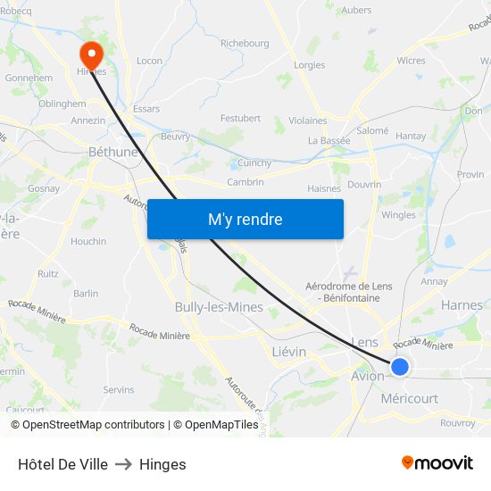 Hôtel De Ville to Hinges map