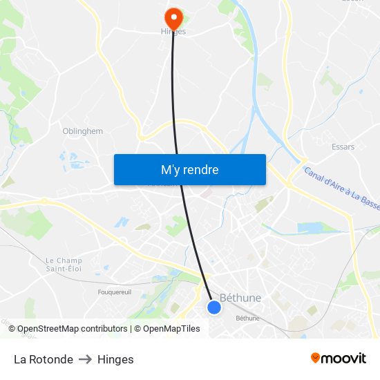 La Rotonde to Hinges map